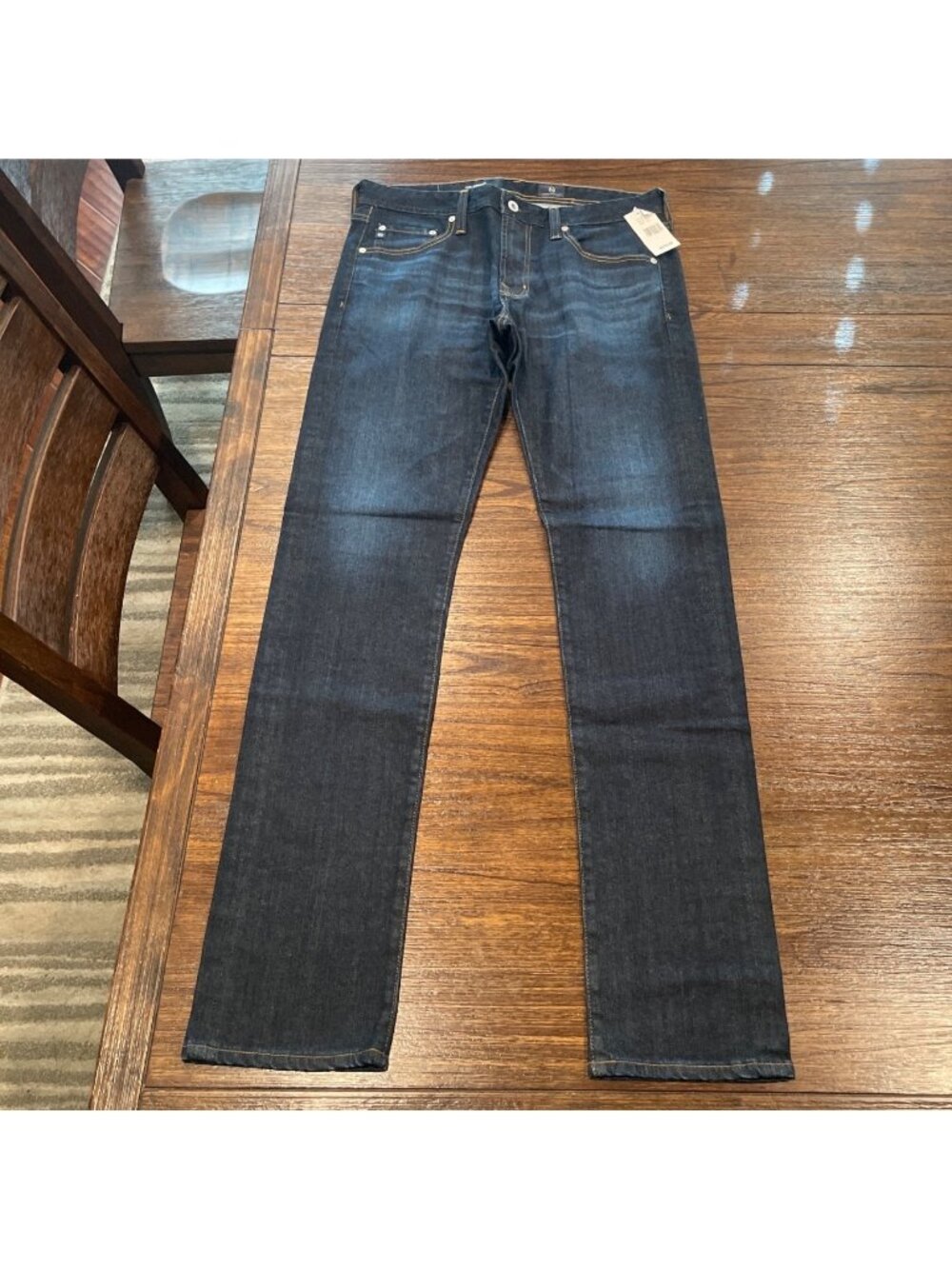 AG Nomad Modern Slim Jean Men's 32x34.5 Dark Wash Navy Faded Distressed 1191LED